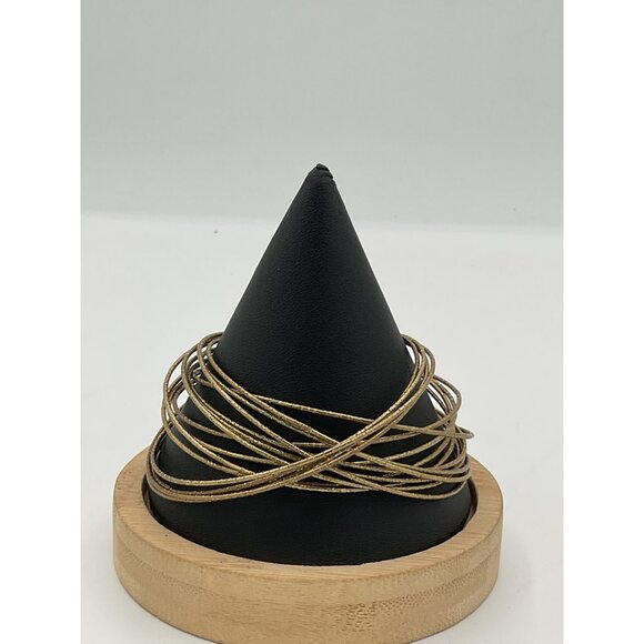 Gold-Toned Multi-Strand Wire Bangle Bracelet - Picture 1 of 4